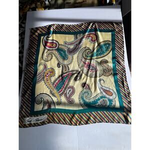 VTG, collectible, silk , rare scarf with  multicolor  paisley Bill Blass. 28,5”